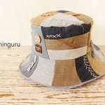 クーポン使ってね🌟デニム×カーキ×麻の　パッチワークHAT