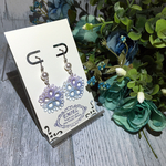 再販♥︎︎送料込【SWAROVSKI】6月誕生石パール＆紫陽花色（青紫MIX）レースのピアス(06114)