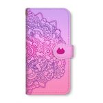 【メール便￥0】ネコタングル pink　手帳型iPhoneケース