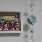 つまみ細工の花くすだまサンキャッチャー＊青