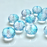 36粒◆クラックファセットビーズ(ブルー×クリア)◆8×6㎜カット