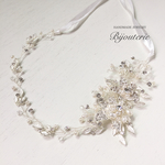 【再販♡】【Bridal jewelry】 フラワーパールカチューシャ シルバー
