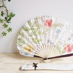 【P様専用ページ】Flower扇子*リバティIrmaレッド＆イエロー×あずき