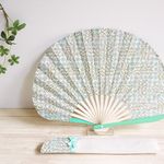 【S様専用ページ】Flower扇子*リバティSleepingRoseグリーン×ミント