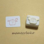 お鍋さん：消しゴムはんこ。
