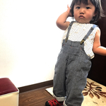 ダブルガーゼ サロペット ストライプ柄