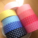 25mm 8色×1M グログランリボン ドット 