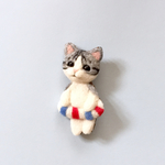 羊毛フェルト  浮き輪猫  アメショー