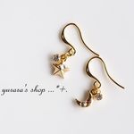 ☆232　月と星のデザインフックピアス　
