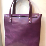 本革トートバッグ 中　ナス色 　Egg plant color  leather  tote back