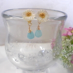 ２WAY♡シェルフラワー♡水色ドロップピアス