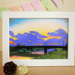 油絵原画『紫雲』　額縁付き