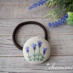フレンチラベンダーの刺繍ヘアゴム