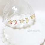 淡い月と星のノンホールピアス⭐️︎