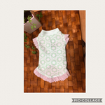 U／Shiho《Sサイズ》ミントグリーン  花柄レース付きタンクトップ犬服