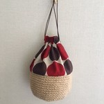 ふっくらころん麻糸の巾着　Enji