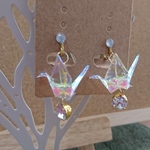 レジン 折り鶴のイヤリング