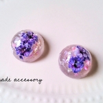 ＊再再…販＊ Underwater flowers イヤリング /ピアス パープル 