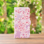 桜パープルの スマホケース 手帳型  iPhone XPERIA GALAXY AQUOS HUAWEI ケース 全機種対応 花柄