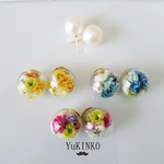 再販FLOWER-ガラスドームのコロコロパールピアス