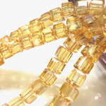 48粒◆キューブクリスタルビーズ(シャンパンゴールド)◆4×4㎜