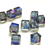 48粒◆キューブクリスタルビーズ(ブルー)◆4×4㎜