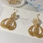 販×8ダブル雫とワンポイントのクリア薔薇ボタンピアス🌹イヤリング🌹樹脂フックピアス