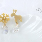 トナカイと雪の結晶のピアス【再販】