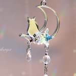 月星猫のロングサンキャッチャー（スワロフスキー）