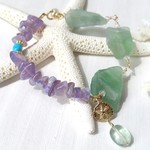 ◇r様オーダー品◇波の音色Bracelet（14kgf）-フローライト原石＆ナチュラルカルセドニー＆ターコイズなど-