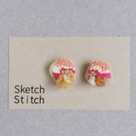 pink×stone刺繍ピアス