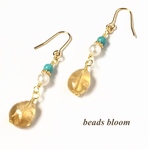 ビタミンピアス/イヤリング＊シトリンとターコイズ