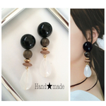 ブラックカボションヴィンテージピアス