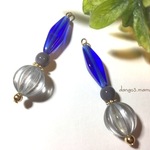4点限定300円クリアメロン☆ロングオーバル(サファイア)ピアス/イヤリング
