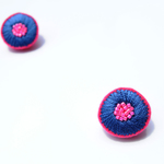 ＜Stella～遊び好きの星～＞刺繍ピアス◎ブルーベリー◎ピンク×ブルー◎2way◎ロングポスト変更可能