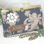 ⚫︎口金長財布(天使と薔薇)・チェーン持ち手つき