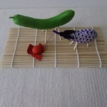 ちりめん  お盆  馬&牛  お供えもの