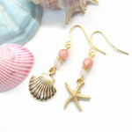 ヒトデと貝殻のピアス ☆ インカローズ