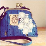 大きながま口バッグ　しずく×レース