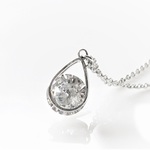 Zirconia Drop Silver Charm Necklace