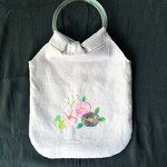 フラワービーズ刺繍　手提げバッグ