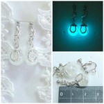 1組限定/夜光/ｼｬﾎﾞﾝ玉色(偏光色)のｵｰﾛﾗｶﾞﾗｽﾄﾞｰﾑ(10㎜)・幸運をもらたすﾎｰｽｼｭｰ(蹄鉄)・縁起結びﾁｪｰﾝ/ﾋﾟｱｽ