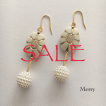 ★SALE★フラワーとパールの大ぶりピアス（イヤリング）