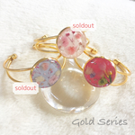 コロンとフォルム♡mixドライフラワーのバングル【gold series】