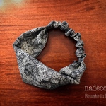 着物ターバン（黒 白 総柄）