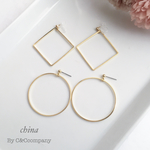 大ぶり シンプル ゴールド リング or ダイヤ ピアス/イヤリング  華奢 大人