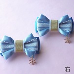 アナ雪　エルサ　リボンヘアクリップ　mini　右留め