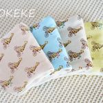 🦒キリンさん🦒go!go! サイクリング☆ ふわふわ&やわらか８重ガーゼ ハンカチ♪４枚セット（無添加ガーゼ使用）
