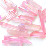 【ライトピンク】天然水晶 クリスタル 氷柱 穴開き ハンドメイド パーツ