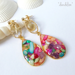 再18* カラフルシェルティアドロップピアス/イヤリング